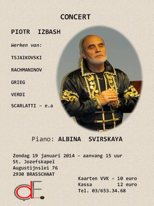 Affiche. Brasschaat. Concert Piotr Izbash. Albina Svirskaya piano. 2014-01-19